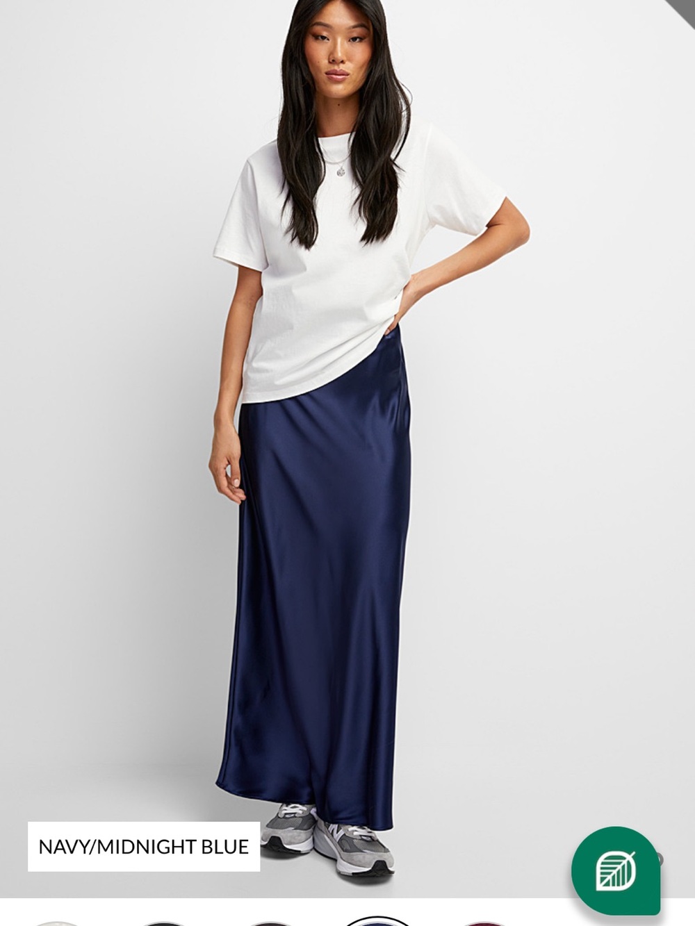 Simons Navy Satin Maxi Skirt